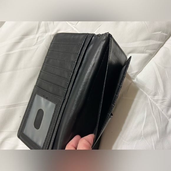 Justin Boots Western Rodeo Bi-Fold Wallet Horse Cross Christ Black Cowboy Cow - Picture 8 of 8